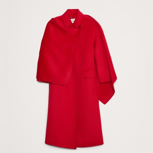 NWT! Banana Republic Red Sunset Oversized Double-Faced Wool Cape Coat - 💫 - Picture 4 of 6